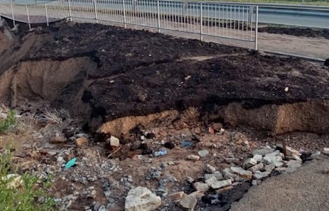 В Уфе размыло дорогу на улице Генерала Рыленко