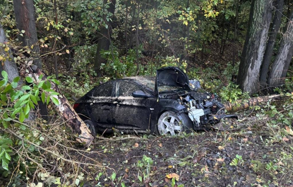 Легковушка в Уфе влетела в дерево, есть пострадавший